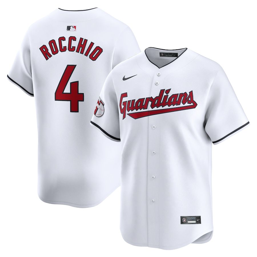 Men Cleveland Guardians #4 Brayan Rocchio Nike White Home Limited Player MLB Jersey